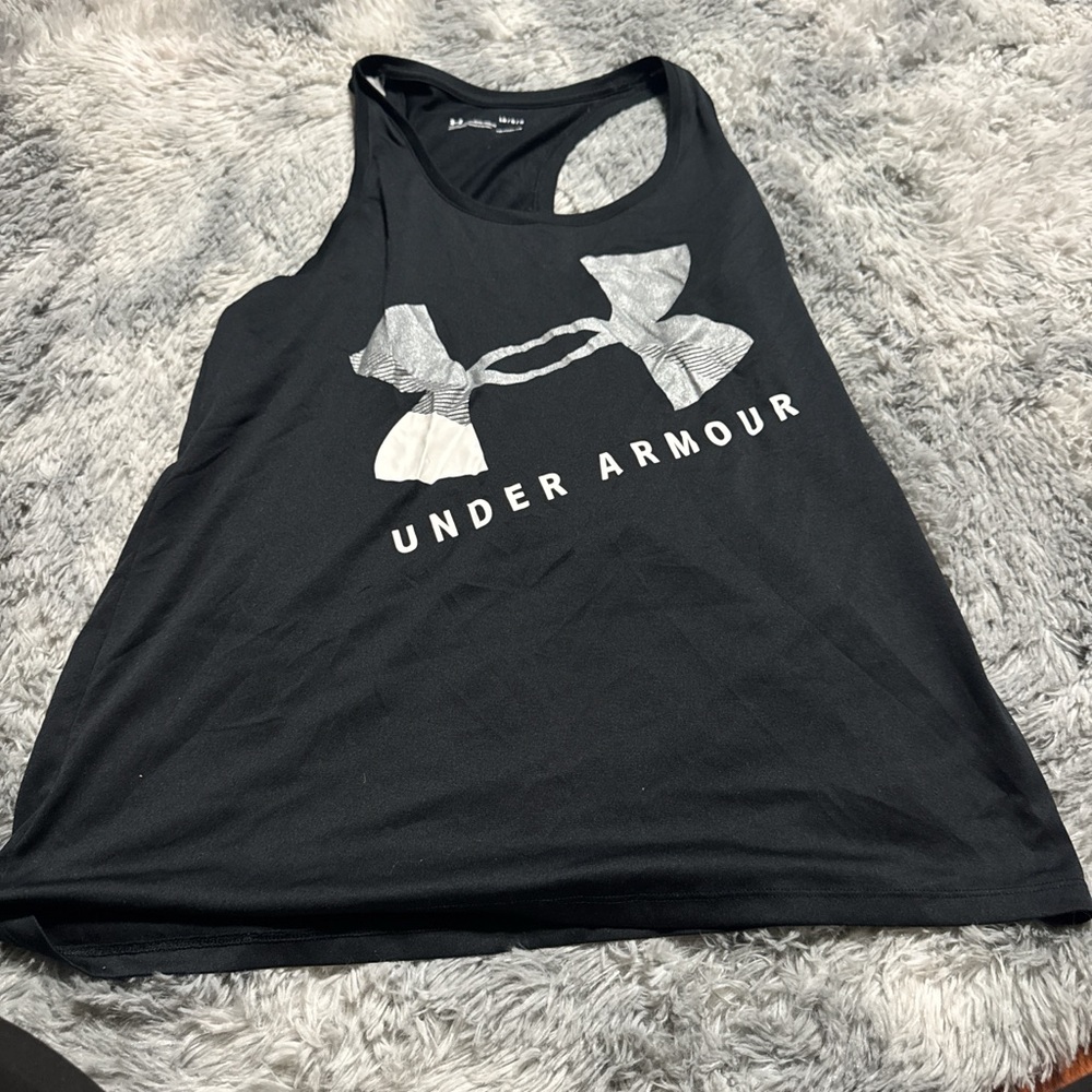 Under Armour Women's Black and White Logo Tank Top